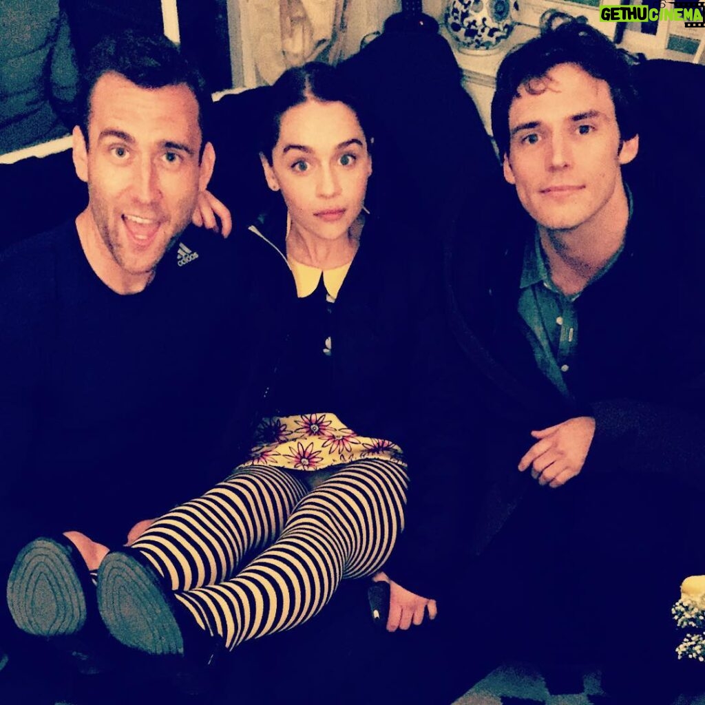 Matthew Lewis Instagram - Talk about a love triangle. I can't tell you what an honour it was to work with these two. They're both far too beautiful and far too talented but not once did they say I couldn't sit with them. The little movie we made @mebeforeyouofficial is out TODAY. Enjoy 🐝 @emilia_clarke @mrsamclaflin #MeBeforeYou #TheThreeAmigos #Tights?