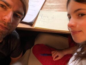 Max Greenfield Instagram - One of us needed a calculator #HomeSchool #ThatDecimalLife
