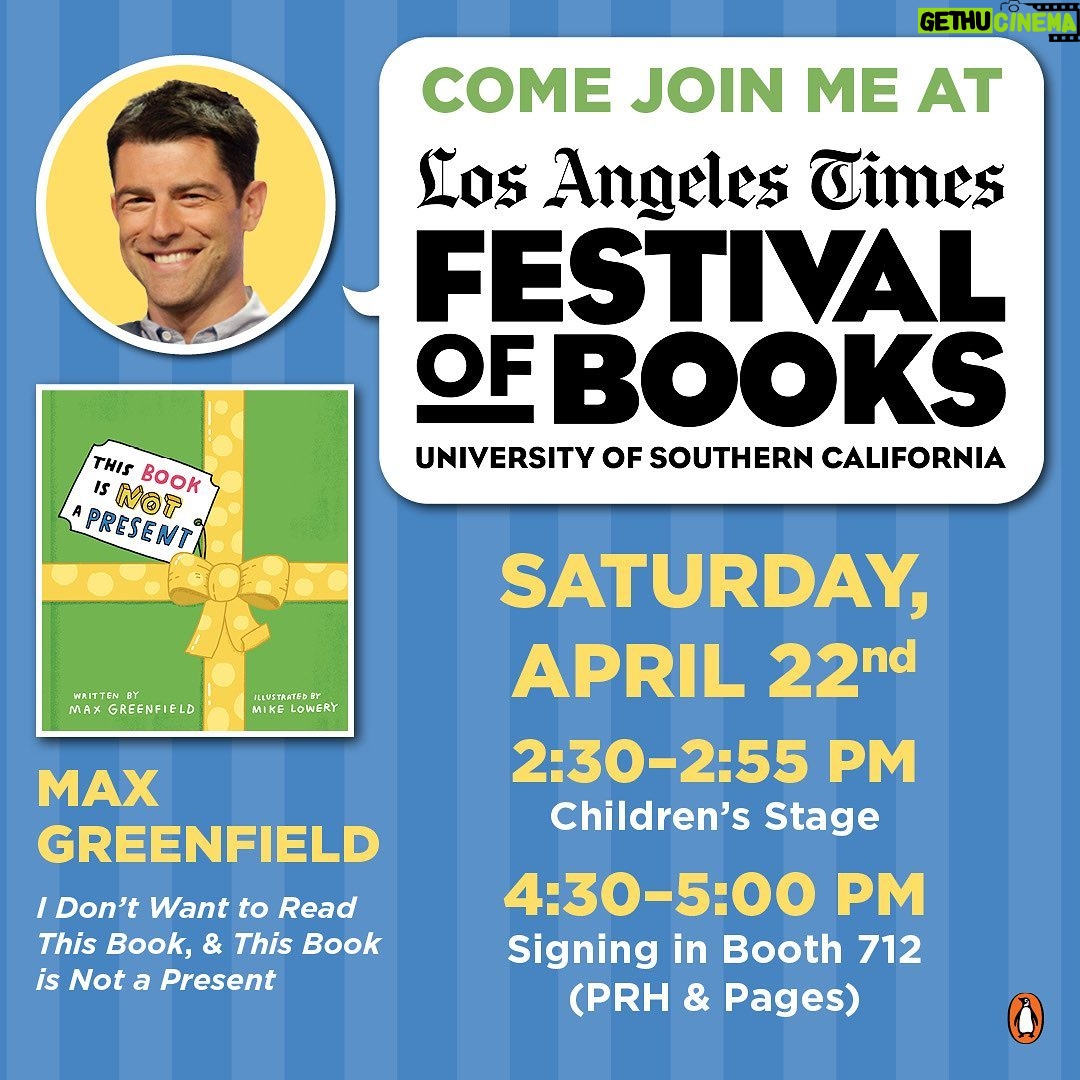 Max Greenfield Instagram - Main Stage at Coachella. Come check me out! @latimesfob @penguinkids