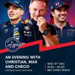 Max Verstappen Instagram - We are experiencing a sensational year, which I’m very proud to be a part of 🙌 To celebrate this, you can join me, Checo & Christian for an evening @redbullracing as we look back at an incredible season and share our stories from the F1 paddock, in aid of @wingsforlife When: 13th December Where: Red Bull Technology Campus – Milton Keynes 100% of profits donated to spinal cord injury charity @wingsforlife