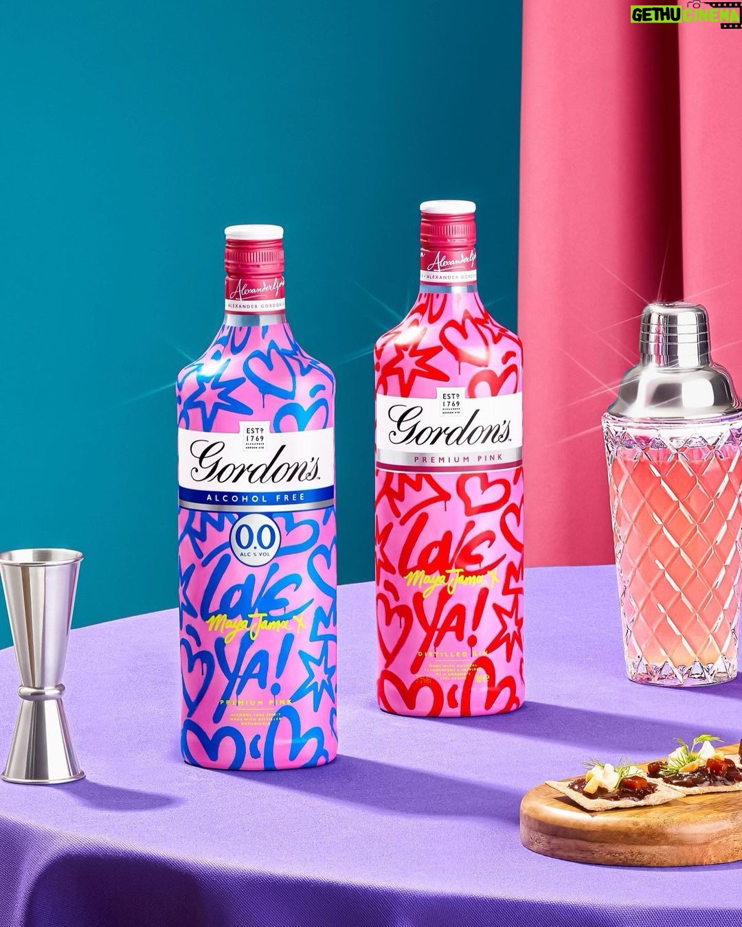 Maya Jama Instagram - In my bottle design bag š¤©š¤š½ Well excited to reveal my new @gordonsginuk Premium Pink bottle designs inspired by amazing friends š wholesome. My favourite memories are when weāre together having a chilled one catching up over cocktails so it was so cute getting some of my closest involved in what Iām doing with #ClinkwithPink š¹treated everyone to my Gordonās Pink Palomas š«¶. My limited edition bottles are available NOW from supermarkets around the UK š±but for a limited time only, so donāt miss out. Thereās also an alcohol free version ! Tag mee when you get a bottle š„° For the facts Drinkaware.co.uk. #Over18sonly #pleasedrinkresponsibly #ad