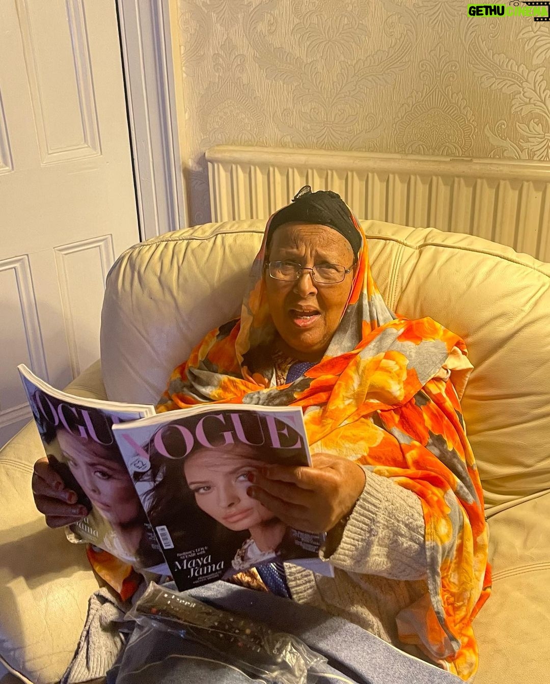 Maya Jama Instagram - Covergirl in my local 🥹 @britishvogue is out nowwww so overwhelmed with happiness and filled with love everytime you tag me in pics but seeing it in person is a bloody madness ! - there’s more pictures inside that arent online so I’ll leave it that way for now so you can go have a look 😅( featuring my nan looking confused & beautiful aunty too) ❤️