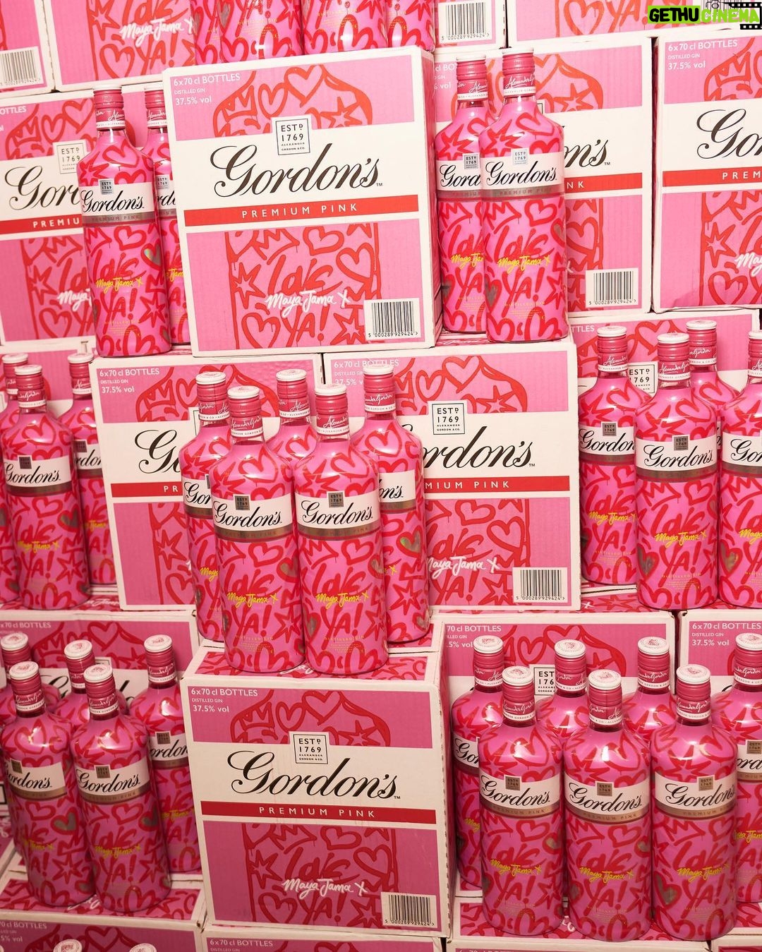Maya Jama Instagram - Can’t believe the bottle I designed is in the big shops!🥹 To celebrate I had a lovely time meeting some of you with @gordonsginuk making our cocktails & singing our lungs out @luckyvoicekaraoke Our #ClinkwithPink package is available now until 1st June, it includes a cocktail masterclass, one hour of private karaoke with access to my playlist. You can book directly on the @luckyvoicekaraoke website. #Over18sonly #pleasedrinkresponsibly AD