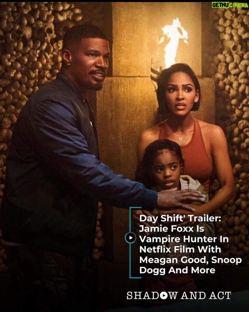 Meagan Good Instagram - SO EXCTED WE GET TO SHARE OUR NEW #DAYSHIFTMOVIE🩸 WITH YALL 🙌🏾!!! Special S/O to @iamjamiefoxx for the love + ✨ you always give, I appreciate you! @jjlocoperry , our fearless leader & director who’s bout to take you on a ride you ain’t even ready for 👀! My Brother @datariturner , for being my a real one 🙏🏾 + producing his ass off!! + @davebrownusa for always wanting to see me win. @netflix thank you so much 🙏🏾 for this incredible opportunity to get my vampire slayin’ bucket list in 💪🏾! to my DAY SHIFT Fam 🩸: The legendary @snoopdogg + heart of gold @karlasouza + hilarious #Davefranco + badass @natashaliubordizzo + my darling daughter @zionbroadnax ! Love y’all!! Y’all ain’t even ready 👀 this one is different . ⚰️