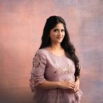 Megha Akash Instagram - Feeling blessed 💜🧿 Styled by: @theresa.shalini Outfit : @bykaveri Earring : @amrapalijewels @amethystchennai Rings & bracelet : @mykreshya Muah : @teamdiamondartistry Photography: @prachuprashanth Backdrops : @mizubackdrops #styledbyshalz