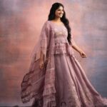 Megha Akash Instagram - Feeling blessed 💜🧿 Styled by: @theresa.shalini Outfit : @bykaveri Earring : @amrapalijewels @amethystchennai Rings & bracelet : @mykreshya Muah : @teamdiamondartistry Photography: @prachuprashanth Backdrops : @mizubackdrops #styledbyshalz