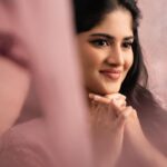 Megha Akash Instagram - Feeling blessed 💜🧿 Styled by: @theresa.shalini Outfit : @bykaveri Earring : @amrapalijewels @amethystchennai Rings & bracelet : @mykreshya Muah : @teamdiamondartistry Photography: @prachuprashanth Backdrops : @mizubackdrops #styledbyshalz