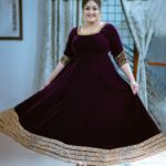 Meghana Raj Instagram - And 🥂 to my favorite color! 💜 Outfit @anvi_closet Photography @pkstudiophotography Hairstyling @shanthanagaraj6967 Jewellery @rentingstoli Footwear @kala.india J. P. Nagar