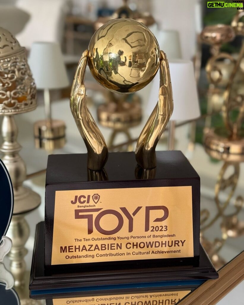 Mehazabien Chowdhury Instagram - Dear @jci.bangladesh TOYP Team, I am deeply grateful for the honor of being recognized for my contribution to the entertainment industry. This acknowledgment is a testament to the hard work and dedication of not only mine but my colleagues and my audience too. Without them I am nothing. I want to express my heartfelt appreciation for this recognition, and I look forward to continuing to contribute to our industry's growth and success. Thank you for this remarkable distinction. Ootd: @nibir_fashion Makeover: @signature.look.by.samia
