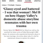 Mel B Instagram - Thank you @the.independent this show @bbc_happyvalley resonates with millions of women like me. Not just great drama but raising awareness to an important cause of domestic abuse. Having experienced abuse for ten years myself I know this means so much to me and women like me if you need help @womens_aid is here to support you. No longer should we feel ashamed but the complexities of abuse and the silence is all on show here. People still to this day say - Why don’t you just leave? Why don’t you tell anyone? Why don’t you go and find help? It’s all here. it never ends. Abuse has NOT stoped for me,HE still finds ways to control me AND financially abuse me and I’m five years out of that coercive horrifying degrading relationship. But Even when you get away you continue to be abused in the family courts. I am doing everything in my power to make change - to public awareness, to the legal system, to the family courts but this show floors me because I know exactly how the character of Joanna felt. I was her. My story is your story #yournotalone #speakout #itsnotyourfault #brutallyhonest #stopabuse #reformthefamilycourts #happyvalley #realtalk #jamesnorton