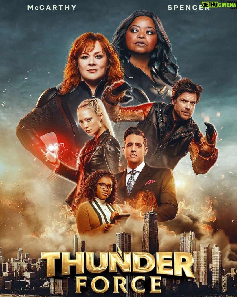 Melissa McCarthy Instagram - Thunder Force is out now on @netflix ⚡ We shot this right before the pandemic became our reality but the underlying message still stands, good over evil and women can do and be ANYTHING. Also Bateman has crab arms. I HOPE YOU ALL ENJOY! 💥🎉⚡🦀❤