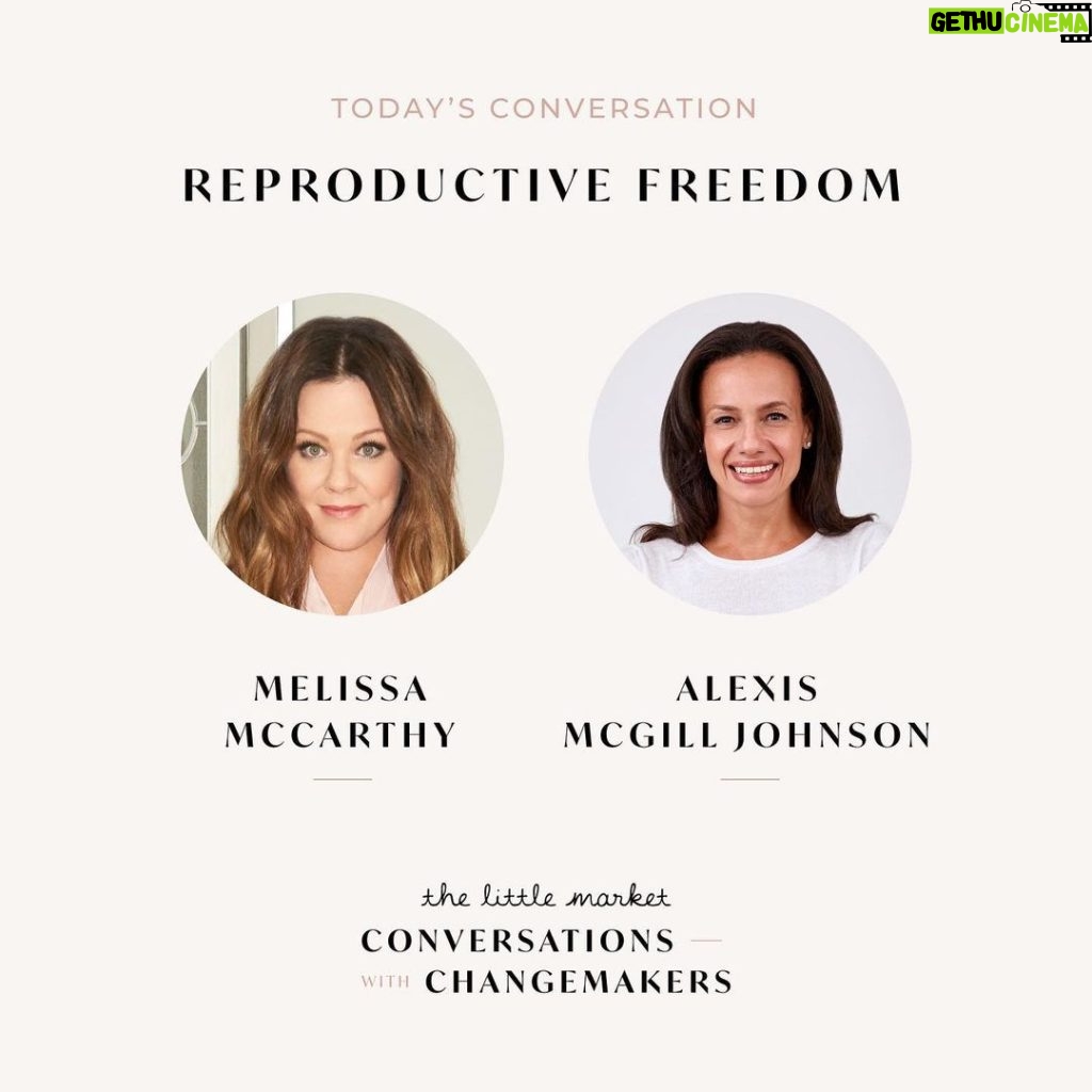 Melissa McCarthy Instagram - TODAYS THE DAY! Join me and @alexismjpp, the President and CEO of @PlannedParenthood, for an important discussion on the true definition of reproductive health and why access to the full range of care is so important for women to thrive and reach their full potential. As a mom of two daughters, I felt so lucky to be able to chat with Alexis about all of the incredibly inspiring work she is doing ❤ Tune in March 19th at 12pm PT as part of @TheLittleMarket’s incredible virtual series: #ConversationsWithChangemakers in celebration of International Women’s Day. Register for free at TheLittleMarket.com ⭐