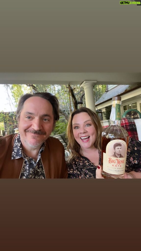 Melissa McCarthy Instagram - Our first WhiskeyO’Clock video felt appropriate for this Wednesday (not Friday) 🥃 !! Sipping on @bignosekatewhiskey and I’ll just say this…the minute @benjyfalcone and I heard Kate’s story it was a partnership made in western heaven 🤠 CHEERS, FRIENDS!