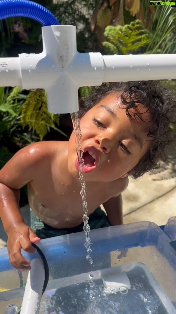 Melvin Gregg Instagram - My 3yr old is OBSESSED w/ Water Pipes & Pumps so I combined the two to build him a PVC Water Sensory Table! 💦💦💦 It’s equipped with a hose, pump, 2 cut off valves & dozens of pipes and fittings so he can create his own water ways!