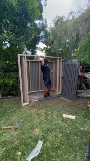 Melvin Gregg Instagram - I wanted to move the shed so I could do a different project but…the shed decided to jump off of the Dolley and crumble into pieces! Instead of spending $1200 on a new shed.  I framed up a new 1 and used the old 1 as a shell!