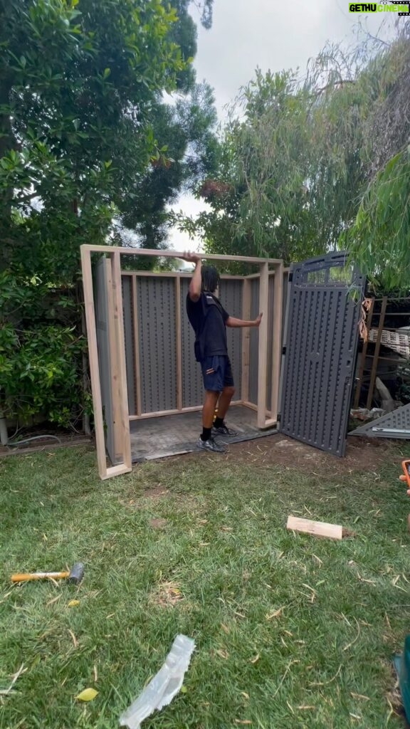 Melvin Gregg Instagram - I wanted to move the shed so I could do a different project but…the shed decided to jump off of the Dolley and crumble into pieces! Instead of spending $1200 on a new shed. I framed up a new 1 and used the old 1 as a shell!