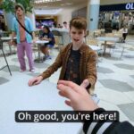 Merrick Hanna Instagram - When an NPC completely breaks the cutscene 😂 Video game in real life at a mall part 2! We now have a mission and just need to find it! Featuring NPCs @merrickhanna @poppinjohnsbk and @clocks_tickin !!!! Player 1 played by myself!! 🤖 #npc #npcirl #irlnpc #npcglitch #glitch #glitchirl #animationdance #floating #animation #npcdialogue #mission #skyrim #gaminghumor #table