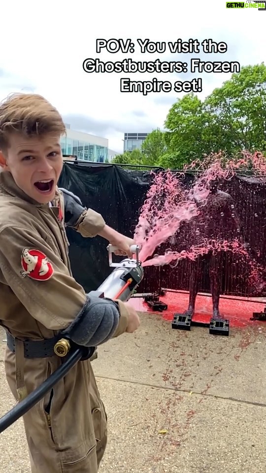 Merrick Hanna Instagram - SLIME GUN ON SET!! Ghostbusters: Frozen Empire trailer is OUT NOW! @ghostbusters #sonypicspartner