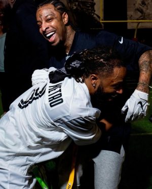 Metro Boomin Instagram - thanks @nfl for having me and my son face off in the celebrity flag football game this year but I need a rematch next year and this time check all of their flags for superglue 😂😭😭🏈