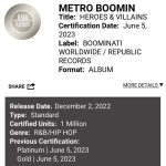 Metro Boomin Instagram - Mood: when you find out Heroes & Villains just went platinum. #crossovereventofthesummer 💿😎🤝🏾🕷️ Spider-Verse