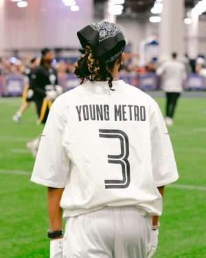 Metro Boomin Instagram - thanks @nfl for having me and my son face off in the celebrity flag football game this year but I need a rematch next year and this time check all of their flags for superglue 😂😭😭🏈