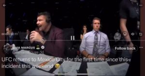 Michael Bisping Instagram - Ufc returns to Mexico City this weekend. Fair play to the uber professional @brendanfitztv for still calling the fights while taking cover haha. Great line up of fights tomorrow.