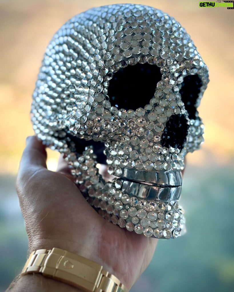 Michael Blakey Instagram - Happy Saturday ! Halloween is coming and this amazing skull created by @coolasfocart in collaboration with @cocoleafurniture is perfect to spook your friends. It’s made entirely from melted brass and hand set Swarovski crystals. Check out some of their other creations, I think you’ll find some really fun and unique pieces and give them a follow… Have a great weekend 🥂 ~~~~~~~~~~ In it to win it ! ~~~~~~~~~~ #producermichael #inittowinit #skull #swarovski #scary #spooky #fun #weekend #custom #art Beverly Hills, California