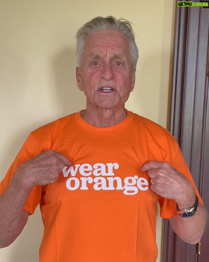 Michael Douglas Instagram - Listen up! Today on June 2 is National Gun Violence Awareness Day. I know, every single day should be Gun Violence Awareness Day. It’s June 2, so you make sure #WearOrange! We’ve got a terrible situation out there, it’s getting worse. June 2, National Gun Violence Awareness Day! This is presented to you by @Everytown for Gun Safety!