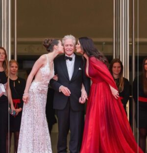 Michael Douglas Instagram - Thank you Cannes! I am so honored to receive the Honorary Palme d’Or at @festivaldecannes for my career achievements. Catherine, Carys, and I had a wonderful time celebrating last night! #Cannes2023