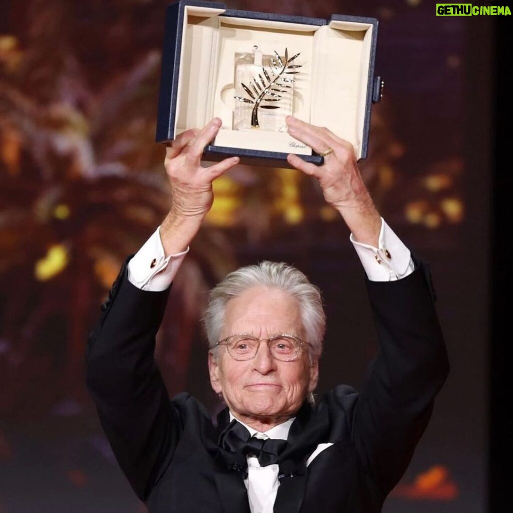 Michael Douglas Instagram - Thank you Cannes! I am so honored to receive the Honorary Palme d’Or at @festivaldecannes for my career achievements. Catherine, Carys, and I had a wonderful time celebrating last night! #Cannes2023 Cannes, France