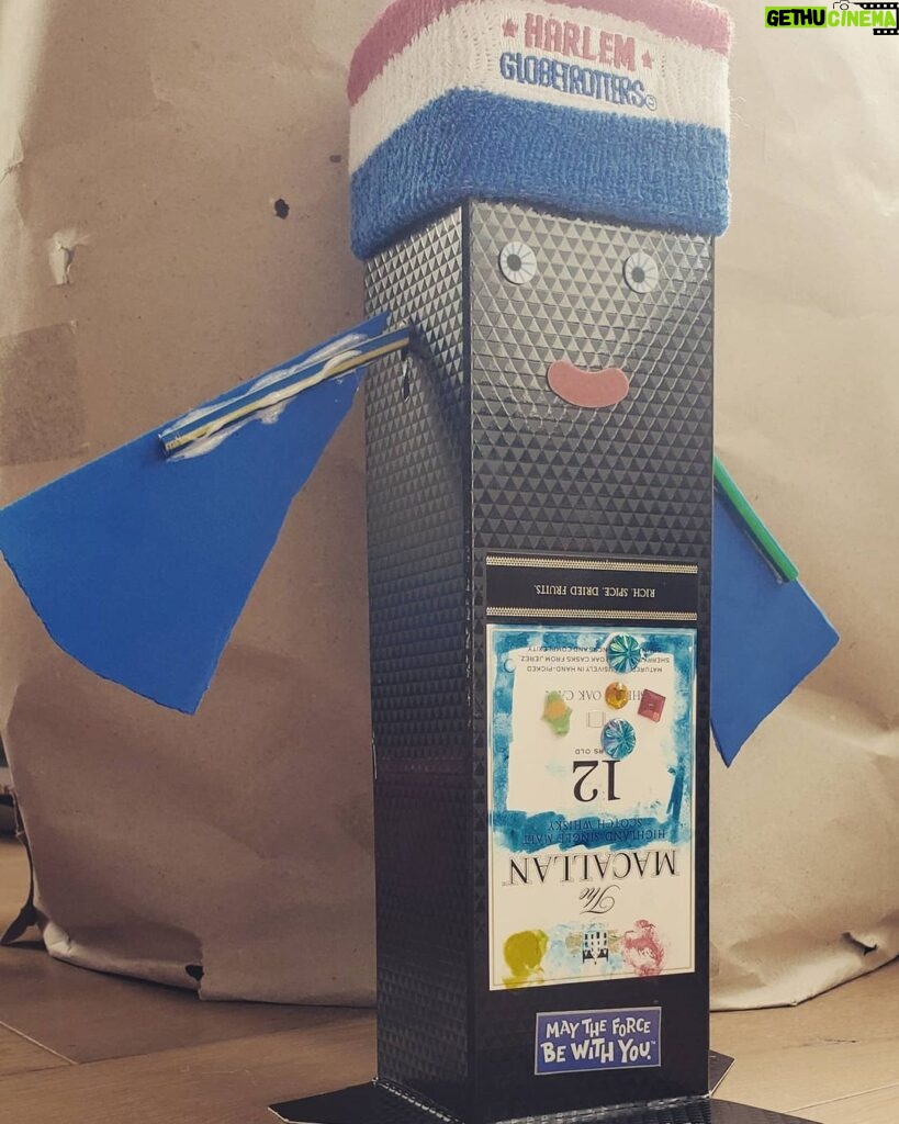 Michael Ealy Instagram - Homeschooling. Meet R2-DC! Week one. Elijah made this and I'm proud to provide the box. The bottle will be gone soon.