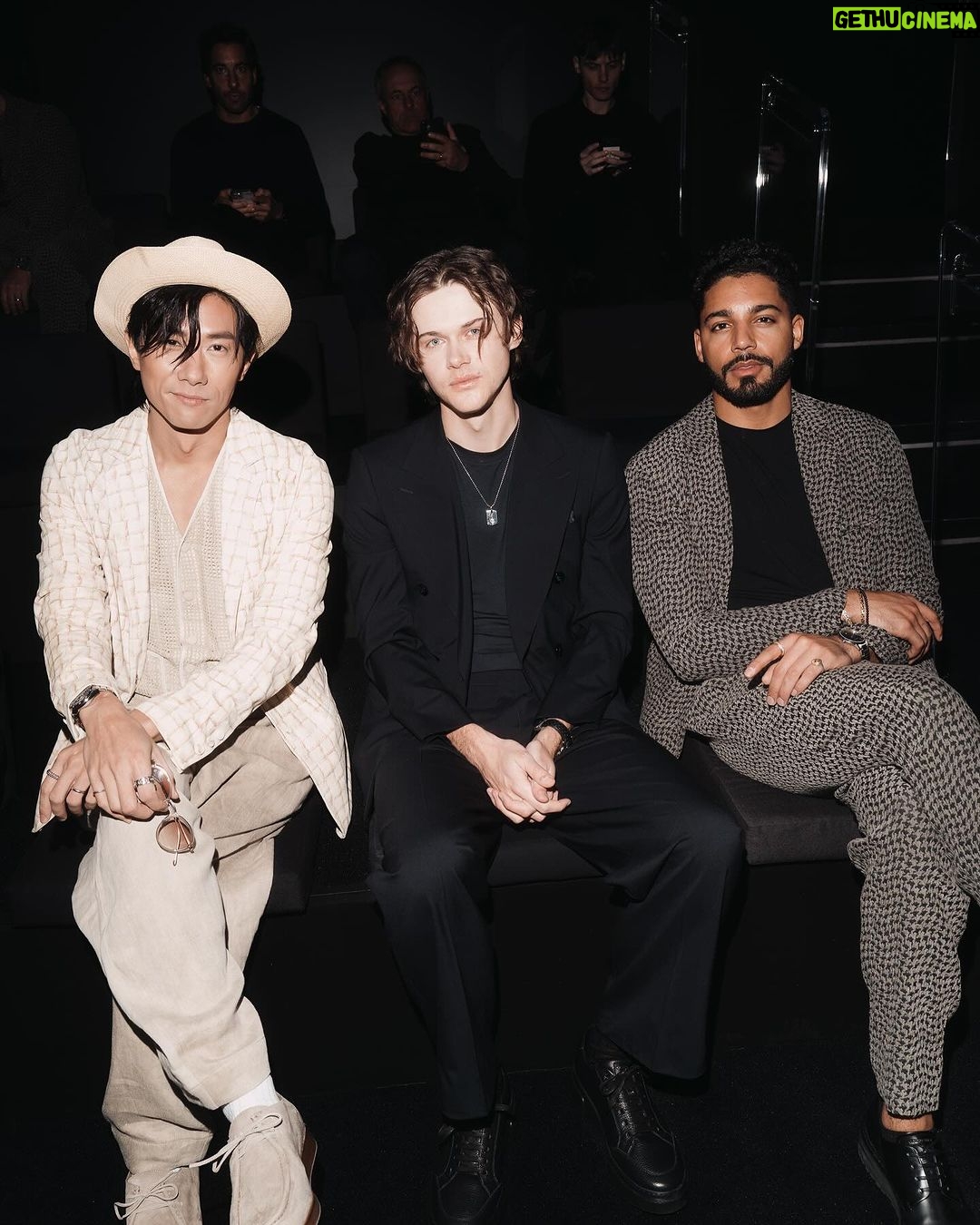 Michael Evans Behling Instagram - Giorgio Armani ‘24 Fall/Winter Men’s Fashion Show 🤎🤍 Milan, Italy