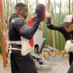 Michael Jai White Instagram - Lil’ Battery before Breakfast! #husbandandwife @iamgillianwhite #michaeljaiwhite #couplegoals #training
