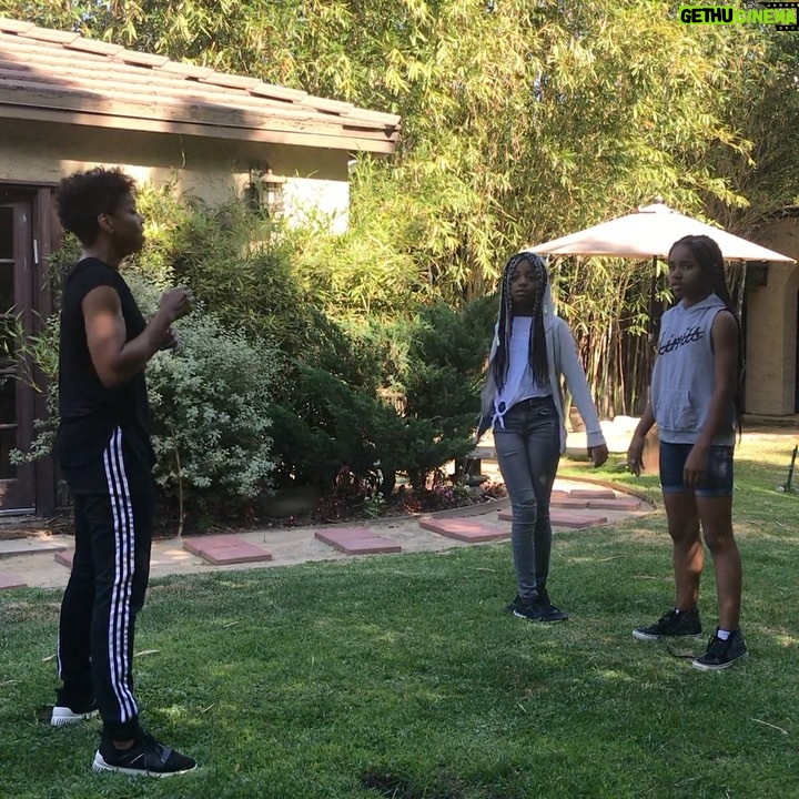 Michael Jai White Instagram - FBF: My wife @iamgillianwhite teaching our daughters self defense in our back yard.