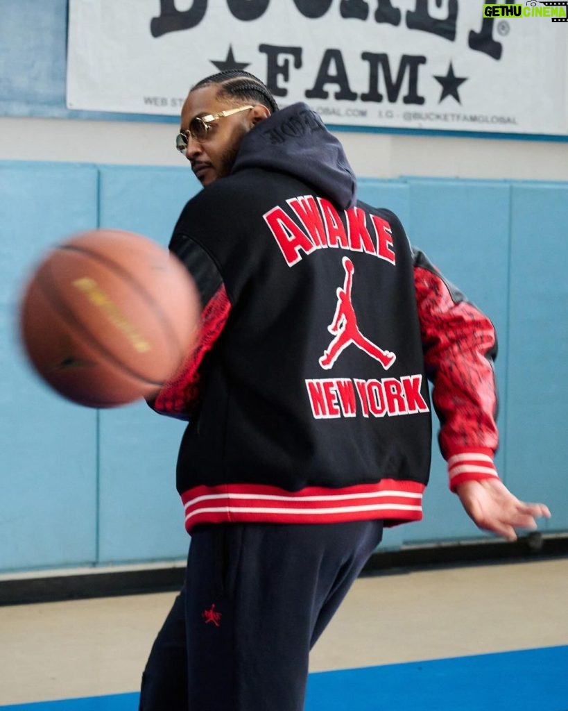 Michael Jordan Instagram - Back in Brooklyn, where legends begin with @carmeloanthony and the new Jordan x Awake NY drop. Inspired by the resilience and creativity that defines New York City, this collection brings Awake NY’s distinctive cultural spirit and sensibility to the Jordan Air Ship and signature apparel styles. Dropping 3/9 at @awakenewyorkclothing. Brooklyn, New York