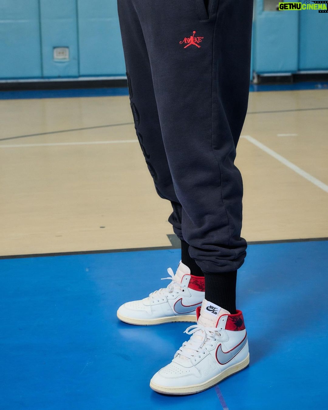 Michael Jordan Instagram - Back in Brooklyn, where legends begin with @carmeloanthony and the new Jordan x Awake NY drop. Inspired by the resilience and creativity that defines New York City, this collection brings Awake NY’s distinctive cultural spirit and sensibility to the Jordan Air Ship and signature apparel styles. Dropping 3/9 at @awakenewyorkclothing. Brooklyn, New York