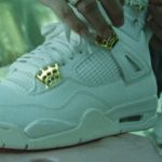 Michael Jordan Instagram - A quick stop at Popular Jewelry in the new AJ4 ‘White & Gold’🌟 Link in bio to shop.
