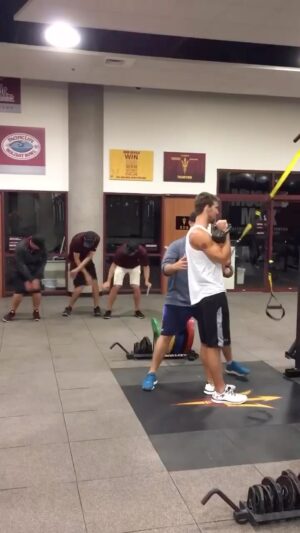 Michael Phelps Instagram - A throwback - missing the silliness we had in the weight room rn 😂😂 @kkrirsh 

Just added this one back in the routine… it’s a good one!💪 #sparky #drock