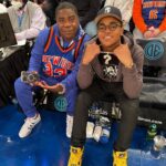 Michael Rainey Jr. Instagram - Me and unc @tracymorgan Coolin watching @rjbarrett casually drop 31 on they heads 🔷🔶🔷 btw Thanks @nyknicks for the love 😎 #Knickstape