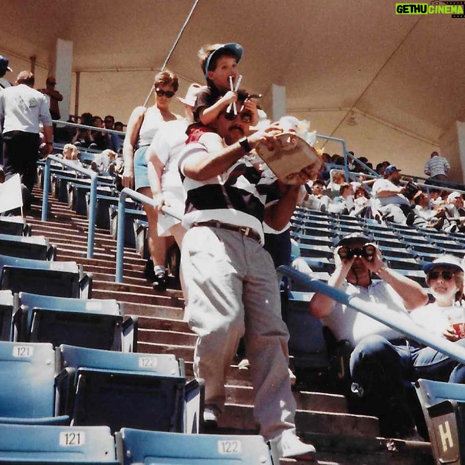 Michael Trevino Instagram - Probably not the safest move here but my guess is I begged you to do it, and you did, I love you for that. Happy Fathers Day! Dodger Stadium