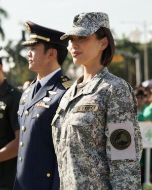 Michelle Dee Instagram - To stand in solidarity at the #StopAndSalute ceremony as your Miss Universe Philippines and as Sergeant Michelle Marquez Dee was a moment of love & pride. 🇵🇭 

To the youth, let this be a testament to the power of service. Serving as a public figure, an Air Force reservist and as someone who proudly raised our flag at Miss Universe, it was truly an honor to be the ONLY woman in uniform standing proudly alongside 40 uniformed soldiers. 🫡

I hope this serves as a message, to embrace our roles, no matter how big or small, in shaping our nation’s future. It’s our collective effort, passion, and dedication that make the Philippines a remarkable place to call home. 

To the youth, dream boldly, act with purpose, and carry the Filipino spirit wherever you go. Together, we can make a difference, one salute at a time. #FILIPINAS #BAYANIHAN 🇵🇭

#mmd #michelledee