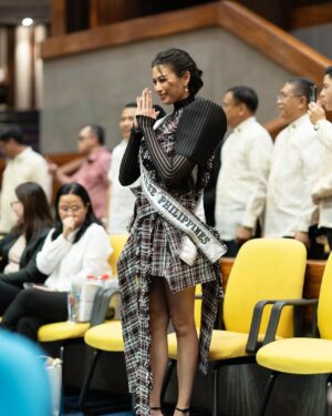 Michelle Dee Instagram - Full of gratitude after recently being recognized at the House of Representatives for my efforts to represent #FILIPINAS with the best of my abilities, for bringing home the most special awards any Miss Universe candidate has ever won and for being chosen as the newest tourism ambassador for the DOT as well. 🙏🏻 Maraming Salamat! 

Service has always been my love language and what better way to show that than by serving the country we all love. 🇵🇭✨ #bayanihan 

Wearing @maisonglarino @jaggyglarino @jewelmer @jojobragaisofficial Style @ryujishiomitsu @teamryujishiomitsu @kurtabonal @shera.png Face @davequiambao_ Hair @nellyseboy 

#michelledee #mmd #mmdverse #MMDStandard