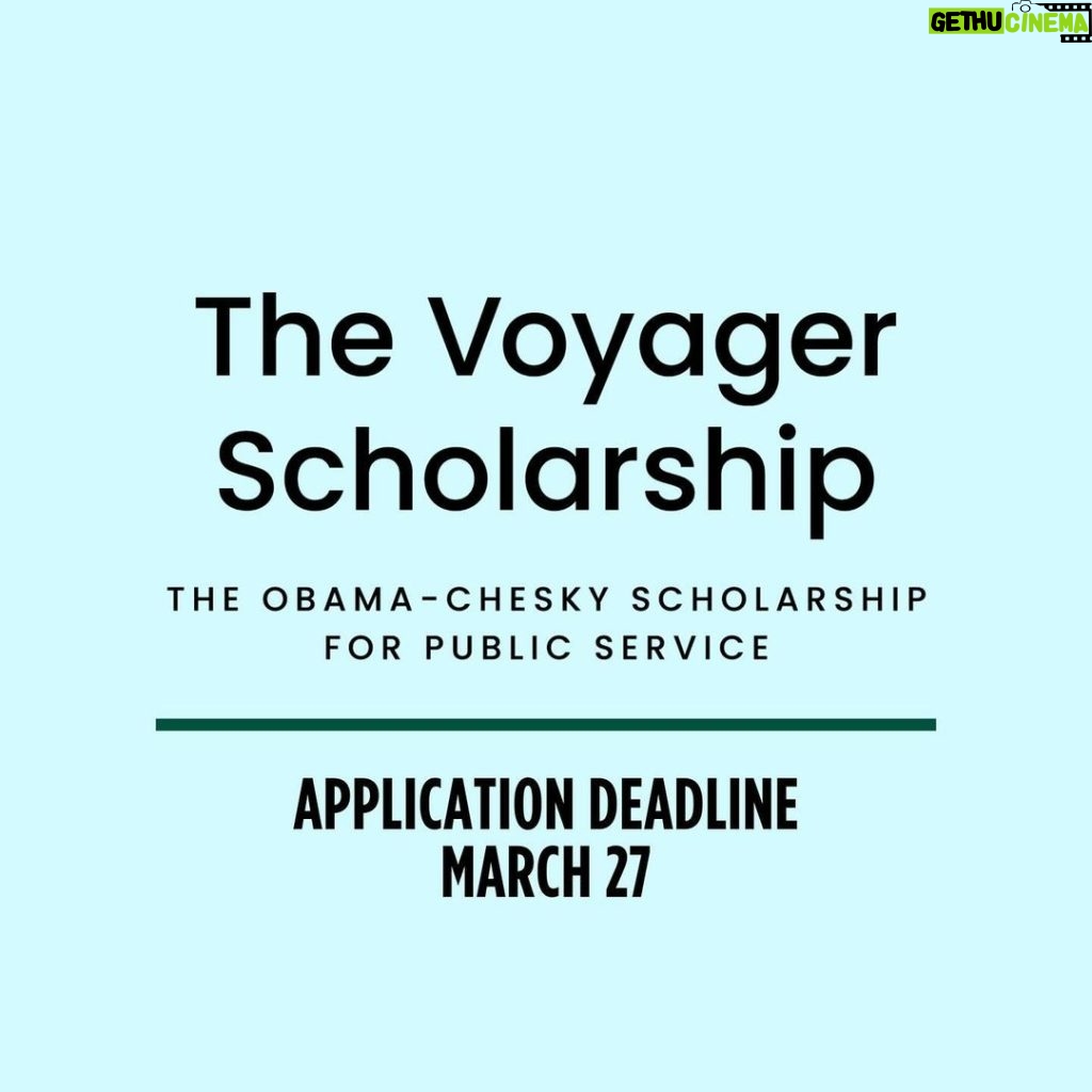 Michelle Obama Instagram - I am thrilled to announce that applications for The Voyager Scholarship are now open. With our partner @BChesky, Barack and I can’t wait to continue supporting young people looking to pursue careers in public service. This scholarship provides rising college juniors with incredible opportunities — including up to $50,000 in financial aid, a summer study abroad experience, a 10-year travel stipend, and access to the @ObamaFoundation’s incredible network of leaders. Applications are due by March 27 to join the 2024-2026 Voyager cohort. Click the link in my bio to get started! 🎓🌍