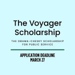 Michelle Obama Instagram - I am thrilled to announce that applications for The Voyager Scholarship are now open. With our partner @BChesky, Barack and I can’t wait to continue supporting young people looking to pursue careers in public service. This scholarship provides rising college juniors with incredible opportunities — including up to $50,000 in financial aid, a summer study abroad experience, a 10-year travel stipend, and access to the @ObamaFoundation’s incredible network of leaders. Applications are due by March 27 to join the 2024-2026 Voyager cohort. Click the link in my bio to get started! 🎓🌍