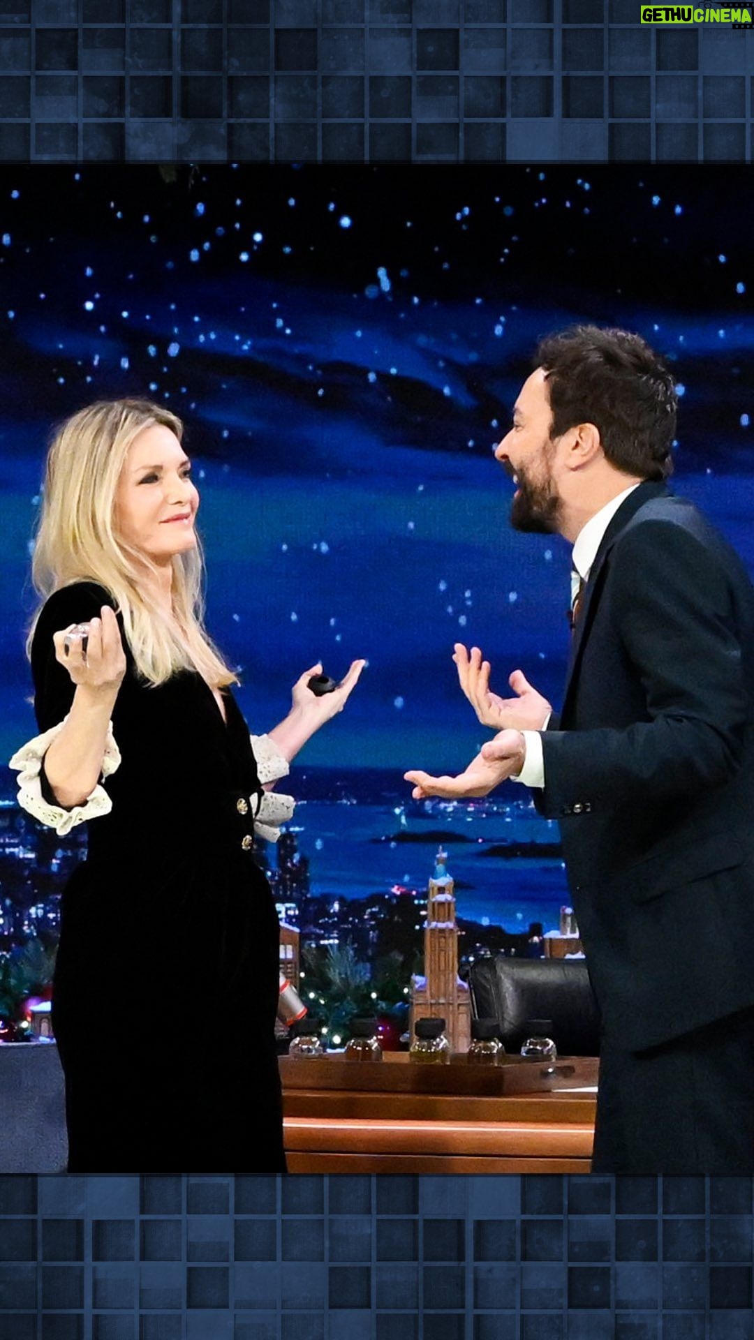 Michelle Pfeiffer Instagram - @michellepfeifferofficial shows Jimmy how to apply @henryrose fragrances! #FallonTonight The Tonight Show Starring Jimmy Fallon