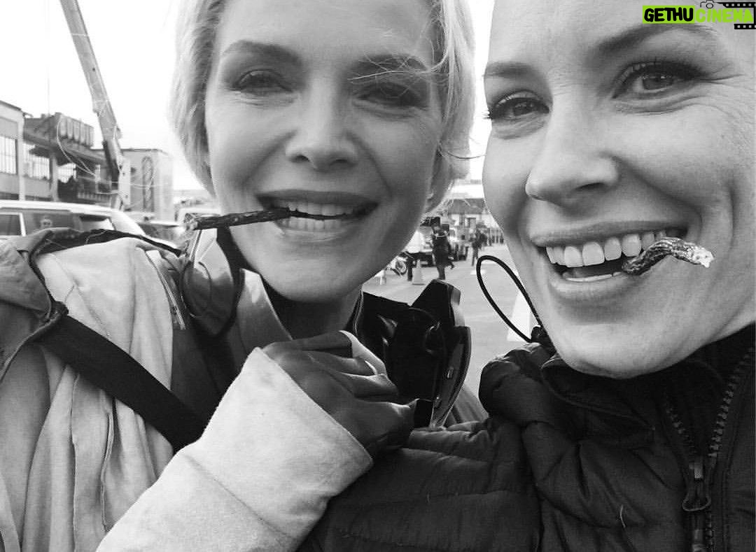 Michelle Pfeiffer Instagram - Happy Birthday @evangelinelillyofficial … my little wasp! 🎉🎂🐝 I cannot for the life of me remember what we have in our mouths here but it must have made sense at the time. 😂