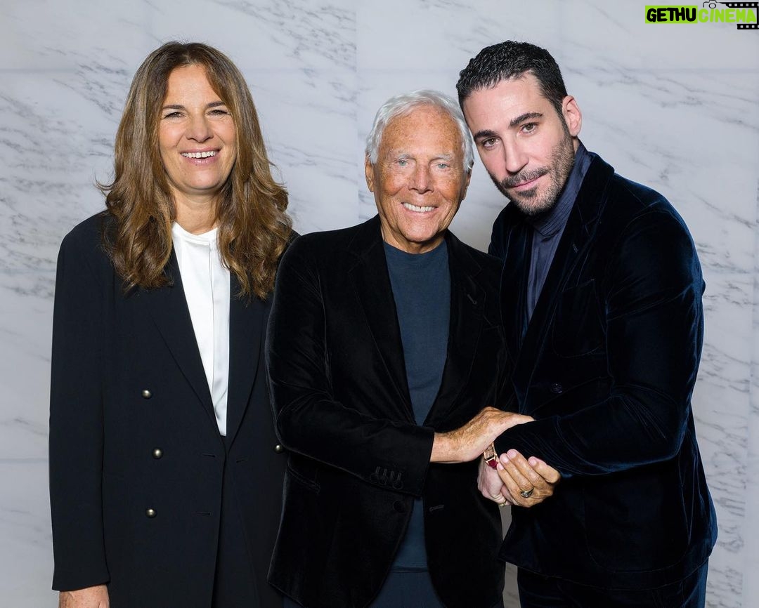 Miguel Ángel Silvestre Instagram - With my friends from the block at @giorgioarmani show. 😁