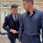Miguel Ángel Silvestre Instagram - Taking measurements for the opening of Giorgio Armani, Madrid @giorgioarmani @r0b3rtina_