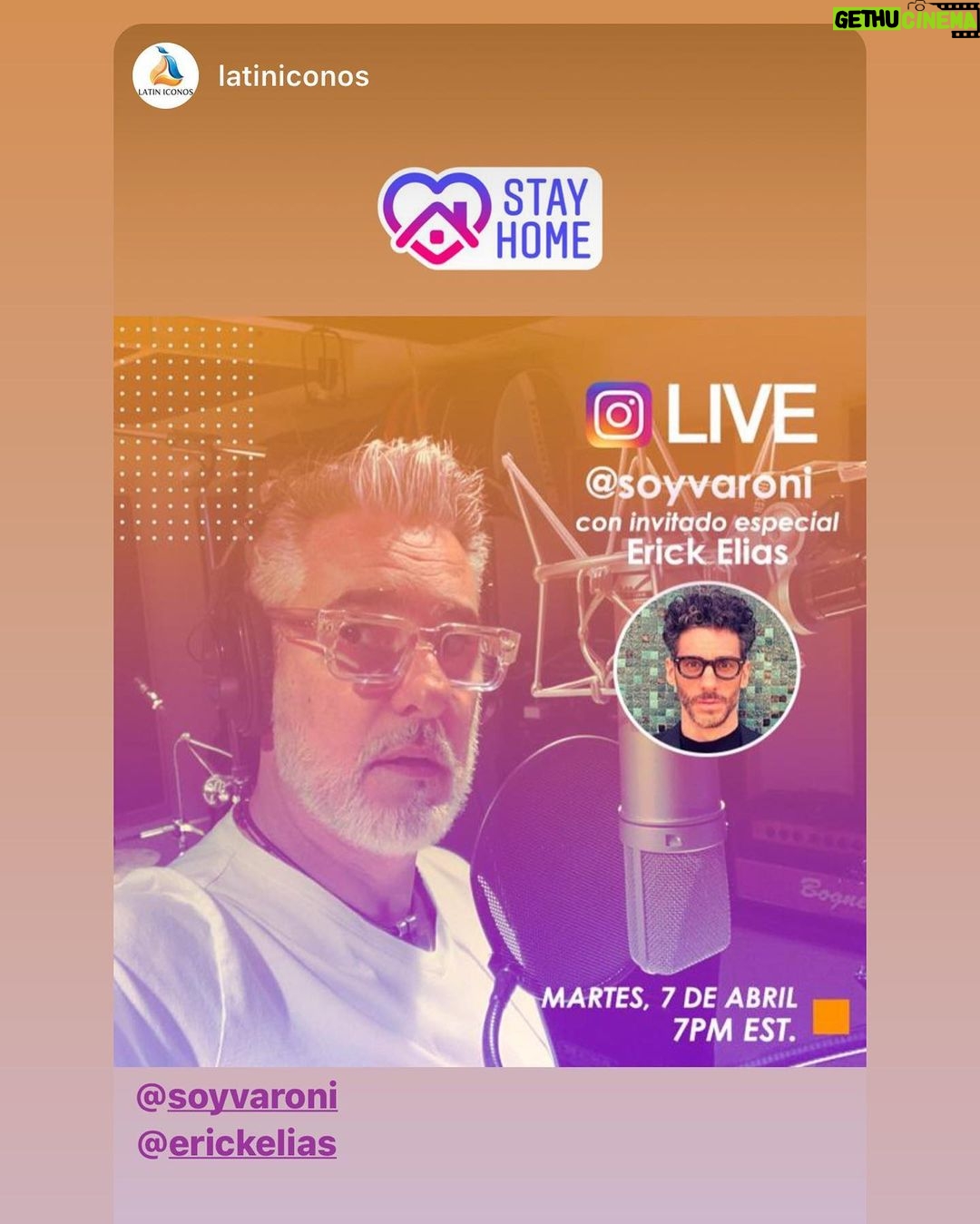 Miguel Varoni Instagram - A las 7 PM ... HOY con el Mompa @erickelias ... hablando de la vida ... de @bettyenny de @100dias de la vida ... de la cuarentena ... les prometo que se van a morir de la risa.