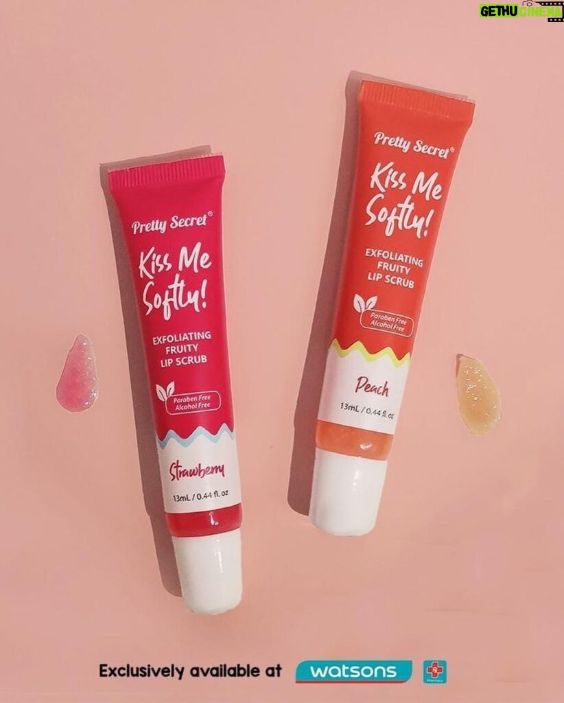Mika Dela Cruz Instagram - Are your lips chapped and dry? I gotchu ✨☺️ NEW Pretty Secret Exfoliating Lip Scrub for only P79.00 can help get rid of all that while moisturizing your lips 🍑🍓 Available in Peach and Strawberry Flavor (it smells soo good!!) 🥺✨ Check out our e-catalogue: 📱 https://bit.ly/PrettySecretProductCatalogue Shop now at Watsons Online: 🛒 https://bit.ly/PrettySecretAtWatsonsLazada 🛒 https://bit.ly/PrettySecretAtWatsonsShopee 🛒 https://bit.ly/PrettySecretWatsons #PrettySecret #WatsonsPH